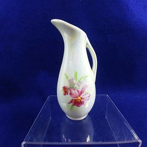 Vase Pitcher Vase Floral Print Iridescent Color Vintage Table Decor 5" H